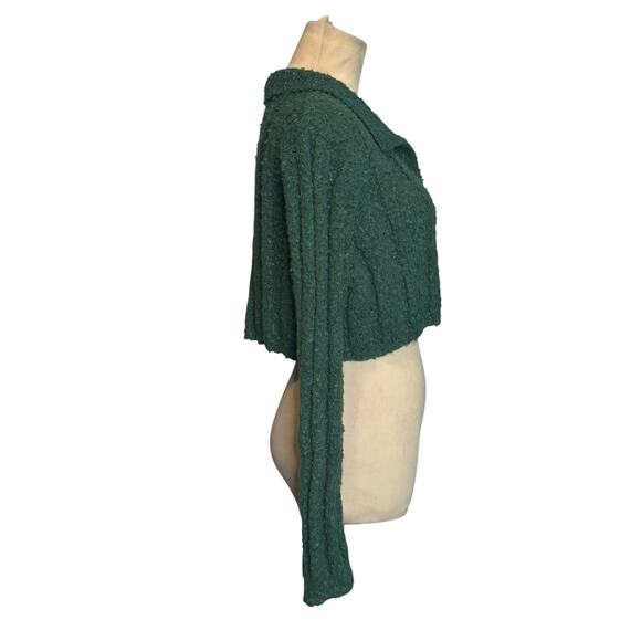 Double Zero green knit long sleeves crop sweater size Medium - Picture 6 of 10